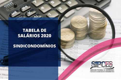 Tabela de salários Sindicondomínios - 2020