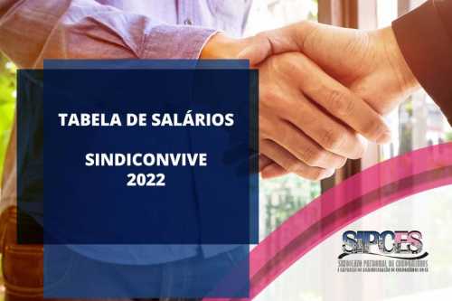 Tabela de salários Sindiconvive - 2022